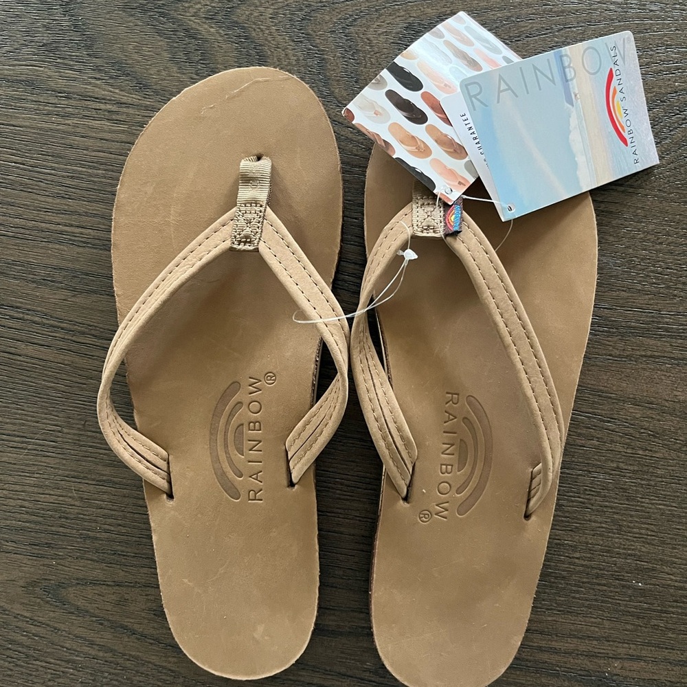 Rainbow Leather Sandals - Dark Brown